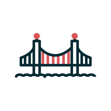 Golden Gate köprüsü, bina mimarisi, vektör illüstrasyonu 