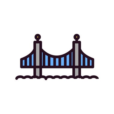 Golden Gate köprüsü, bina mimarisi, vektör illüstrasyonu 