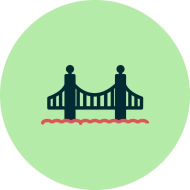 Golden Gate köprüsü, bina mimarisi, vektör illüstrasyonu 