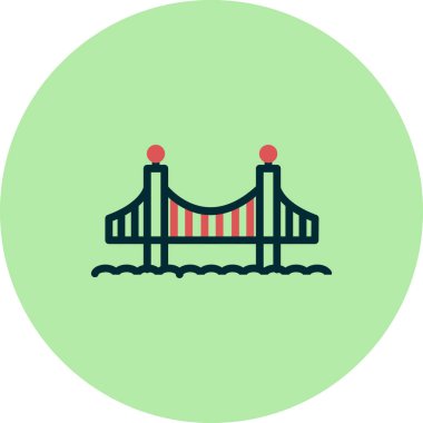 Golden Gate köprüsü, bina mimarisi, vektör illüstrasyonu 