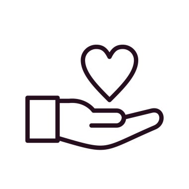 Kalp ikonu vektör illüstrasyonuyla el