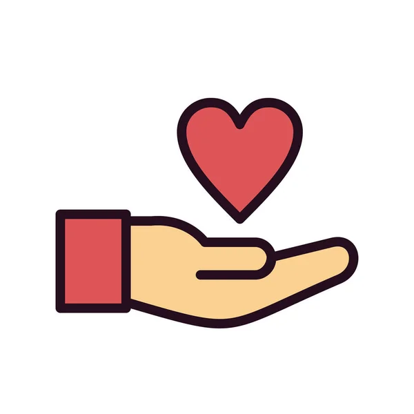 Ręka Trzymając Serce Symbolem Miłości Wektor Ilustracji — Wektor stockowy