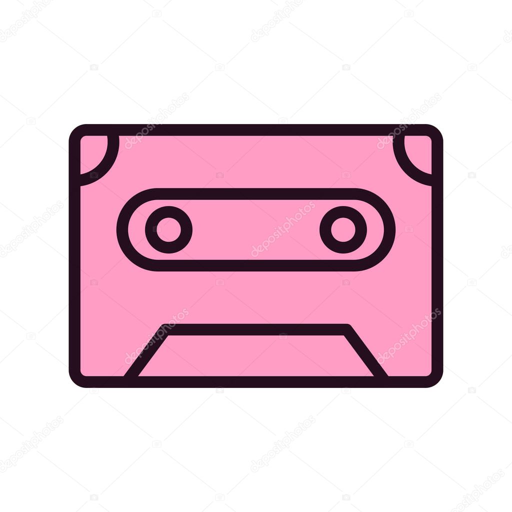 audiocassette icon, vector illustration of mixtape 