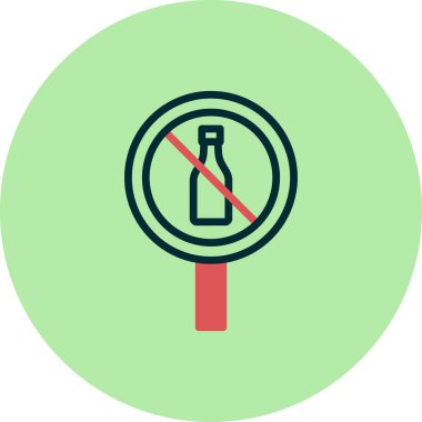 Alkol simgesi yok, vektör illüstrasyonu