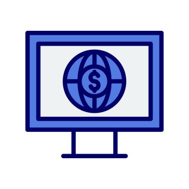 Çevrimiçi İş simgesi, vektör illüstrasyonu