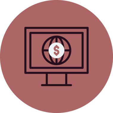 Çevrimiçi İş simgesi, vektör illüstrasyonu