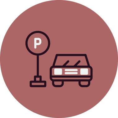 Park ediyor. Web simgesi basit illüstrasyon