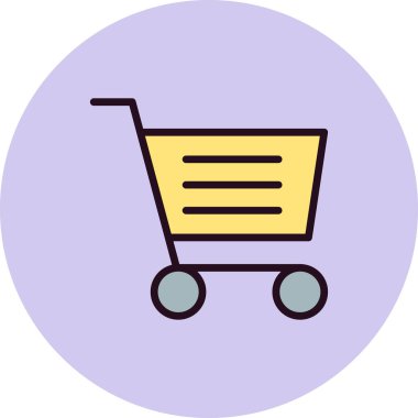 Alışveriş arabası simgesi, vektör illüstrasyonu