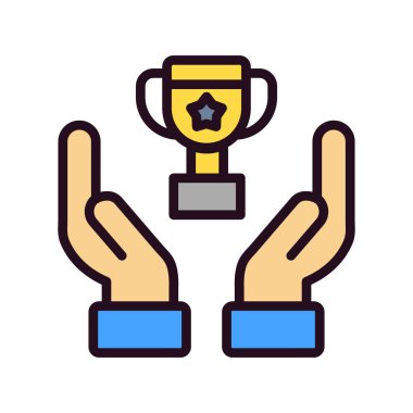 Başarı simgesi, kupa, vektör illüstrasyonu