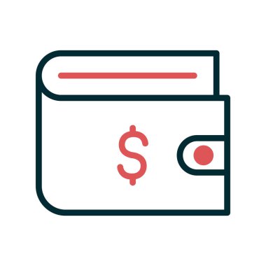 cüzdan düz simgesi, vektör illüstrasyonu