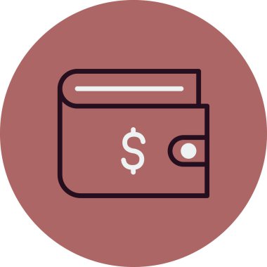 cüzdan düz simgesi, vektör illüstrasyonu