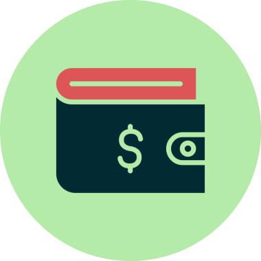 cüzdan düz simgesi, vektör illüstrasyonu