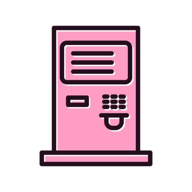 atm makine çizgi simgesi, ana hat vektör işareti, doğrusal biçim pictogram 