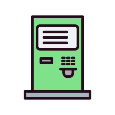 atm makine çizgi simgesi, ana hat vektör işareti, doğrusal biçim pictogram 