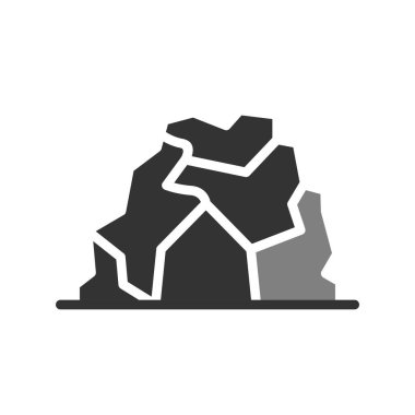 Dağ ikonu vektörü. İnce çizgi işareti. İzole edilmiş kontür sembolü gösterimi