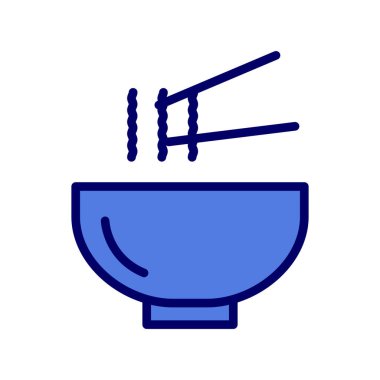 Kase ikonu vektör illüstrasyonunda yemek çubukları, Asya yemekleri 