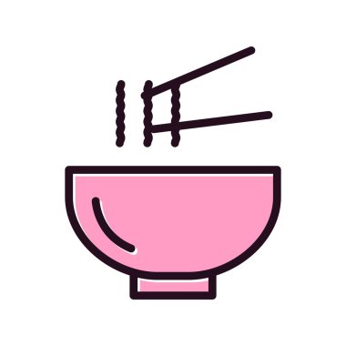Kase ikonu vektör illüstrasyonunda yemek çubukları, Asya yemekleri 