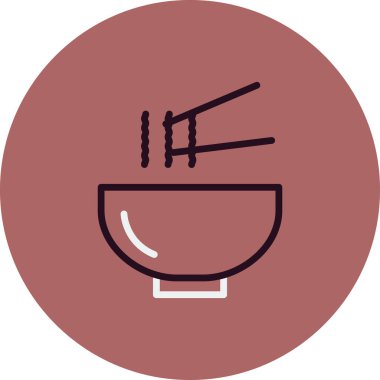 Kase ikonu vektör illüstrasyonunda yemek çubukları, Asya yemekleri 