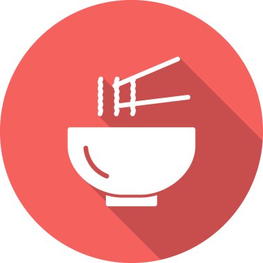 Kase ikonu vektör illüstrasyonunda yemek çubukları, Asya yemekleri 