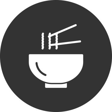 Kase ikonu vektör illüstrasyonunda yemek çubukları, Asya yemekleri 