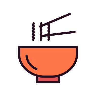 Kase ikonu vektör illüstrasyonunda yemek çubukları, Asya yemekleri 
