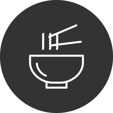 Kase ikonu vektör illüstrasyonunda yemek çubukları, Asya yemekleri 