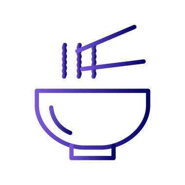 Kase ikonu vektör illüstrasyonunda yemek çubukları, Asya yemekleri 