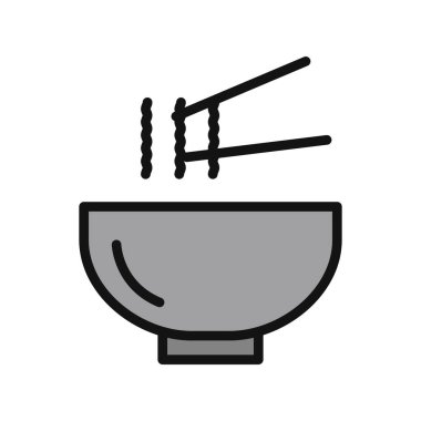 Kase ikonu vektör illüstrasyonunda yemek çubukları, Asya yemekleri 
