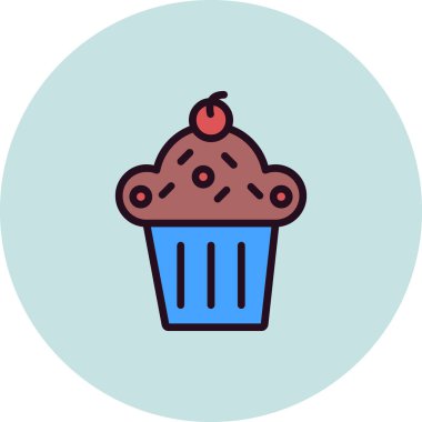 Cupcake vektör simgesi. Basit tasarım