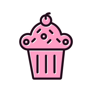 Cupcake vektör simgesi. Basit tasarım