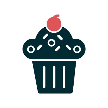 Cupcake vektör simgesi. Basit tasarım