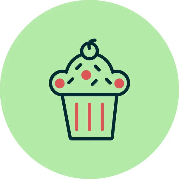 Cupcake Vektör Simgesi Basit Tasarım — Stok Vektör