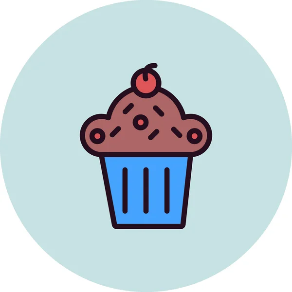 Cupcake Vektör Simgesi Basit Tasarım — Stok Vektör