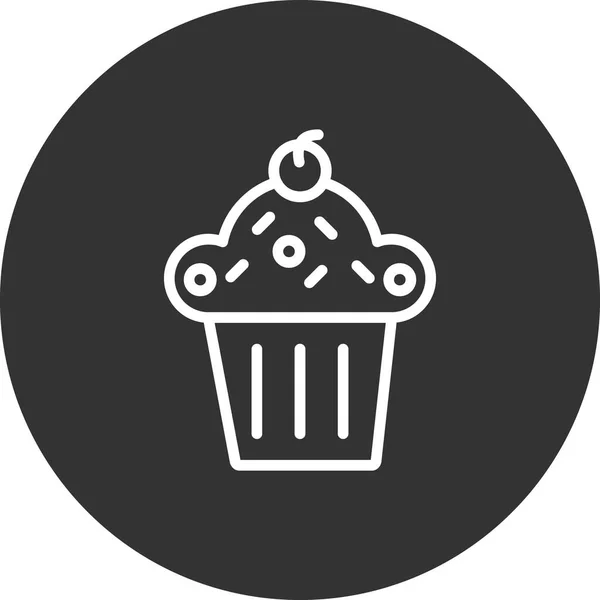 Cupcake Vector Icon Simple Design — Stock Vector