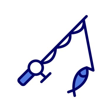 Balık oltası ve balık simgesi, vektör illüstrasyonu 