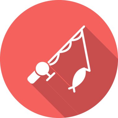 Balık oltası ve balık simgesi, vektör illüstrasyonu 