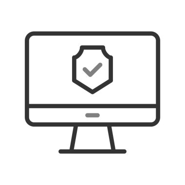 Bilgisayar monitörü şifreli simge, vektör illüstrasyonu