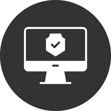 Bilgisayar monitörü şifreli simge, vektör illüstrasyonu