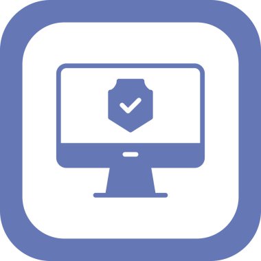 Bilgisayar monitörü şifreli simge, vektör illüstrasyonu