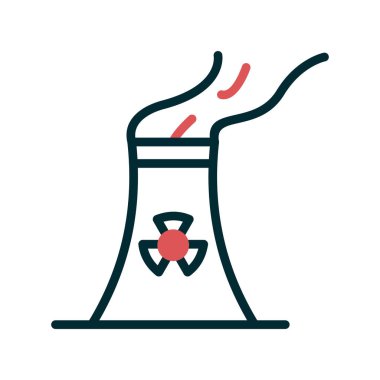 Nükleer santral ikon vektörü. İnce çizgi işareti. izole edilmiş sınır sembolü çizimi