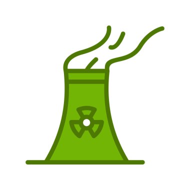 Nükleer santral ikon vektörü. İnce çizgi işareti. izole edilmiş sınır sembolü çizimi