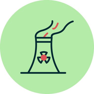 Nükleer santral ikon vektörü. İnce çizgi işareti. izole edilmiş sınır sembolü çizimi