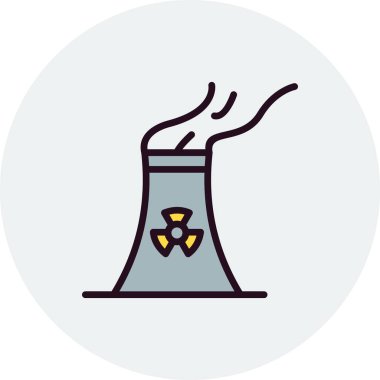 Nükleer santral ikon vektörü. İnce çizgi işareti. izole edilmiş sınır sembolü çizimi