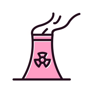 Nükleer santral ikon vektörü. İnce çizgi işareti. izole edilmiş sınır sembolü çizimi