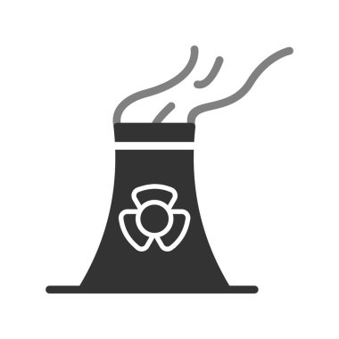 Nükleer santral ikon vektörü. İnce çizgi işareti. izole edilmiş sınır sembolü çizimi