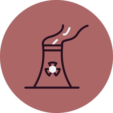 Nükleer santral ikon vektörü. İnce çizgi işareti. izole edilmiş sınır sembolü çizimi