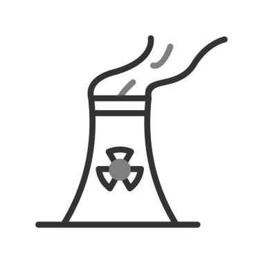 Nükleer santral ikon vektörü. İnce çizgi işareti. izole edilmiş sınır sembolü çizimi