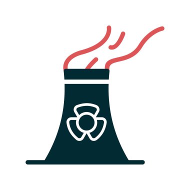 Nükleer santral ikon vektörü. İnce çizgi işareti. izole edilmiş sınır sembolü çizimi