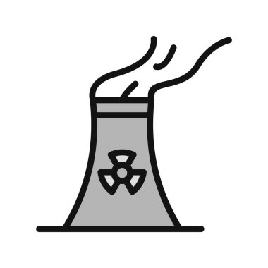 Nükleer santral ikon vektörü. İnce çizgi işareti. izole edilmiş sınır sembolü çizimi