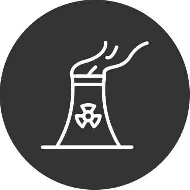 Nükleer santral ikon vektörü. İnce çizgi işareti. izole edilmiş sınır sembolü çizimi